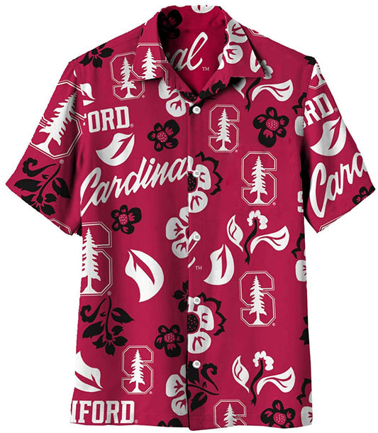 Stanford Cardinal Wes and Willy Mens College Floral Shirt