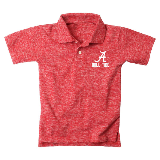 Alabama Crimson Tide Wes and Willy Youth Boys Cloudy Yarn College Short Sleeve Polo