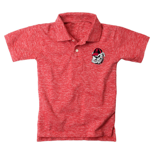 Georgia Bulldogs Wes and Willy Youth Boys Cloudy Yarn College Short Sleeve Polo - Red