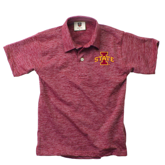 Iowa State Cyclones Wes and Willy Youth Boys Cloudy Yarn College Short Sleeve Polo