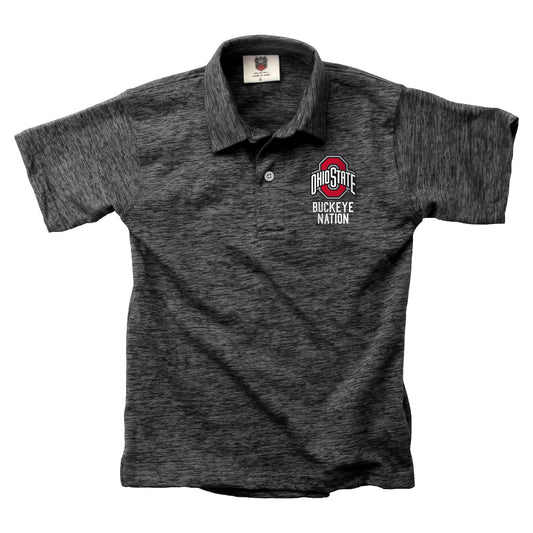 Ohio State Buckeyes Wes and Willy Youth Boys Cloudy Yarn College Short Sleeve Polo - Black