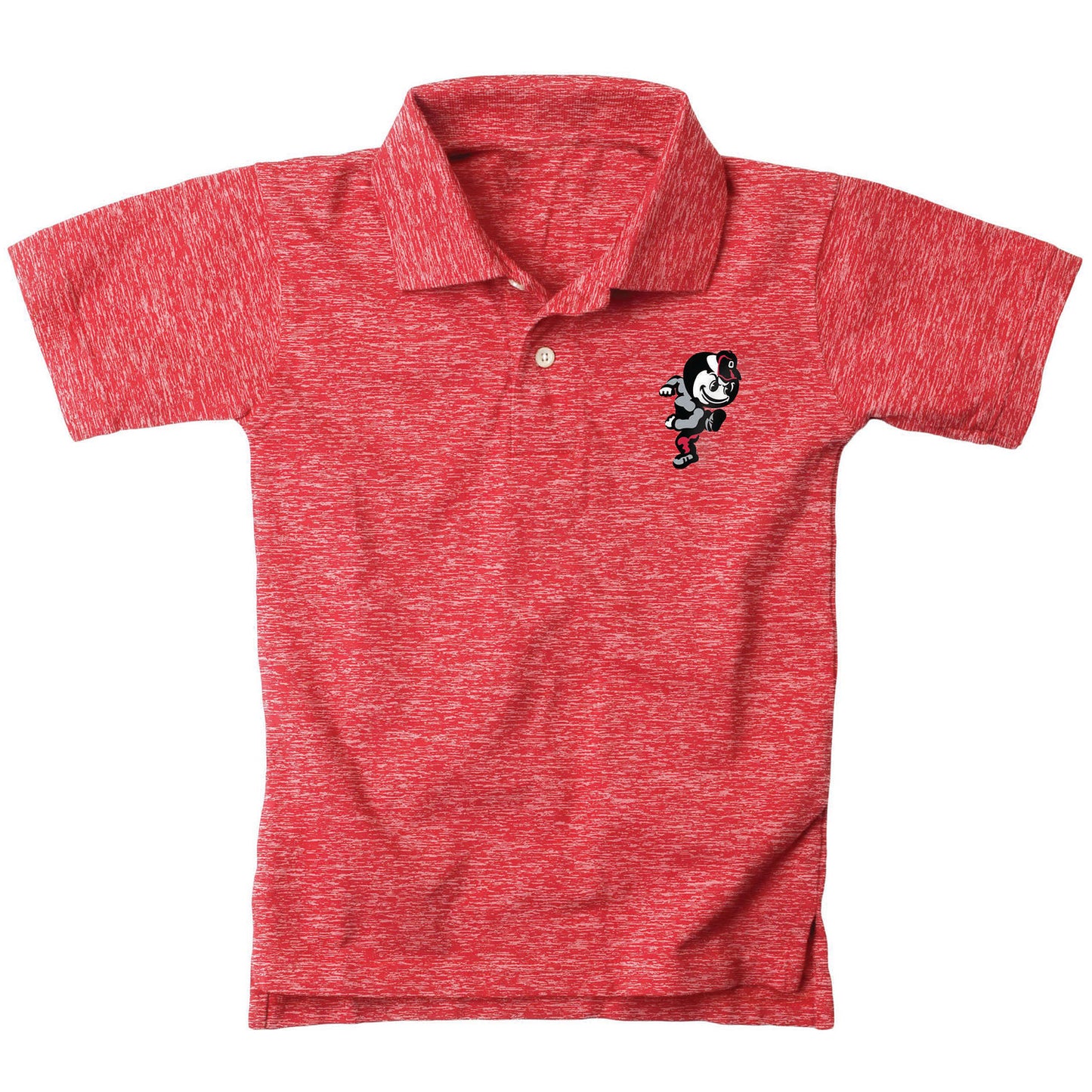 Ohio State Buckeyes Wes and Willy Youth Boys Cloudy Yarn College Short Sleeve Polo - Red - Running Brutus