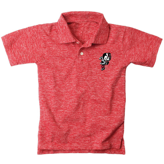 Ohio State Buckeyes Wes and Willy Youth Boys Cloudy Yarn College Short Sleeve Polo - Red - Running Brutus