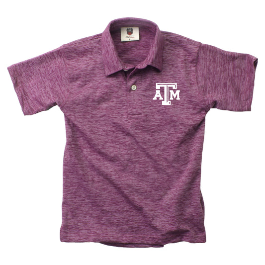 Texas A&M Aggies Wes and Willy Youth Boys Cloudy Yarn College Short Sleeve Polo