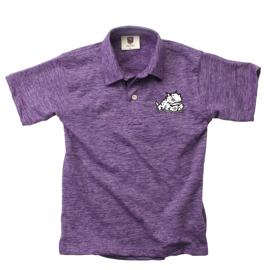 TCU Horned Frogs Wes and Willy Youth Boys Cloudy Yarn College Short Sleeve Polo