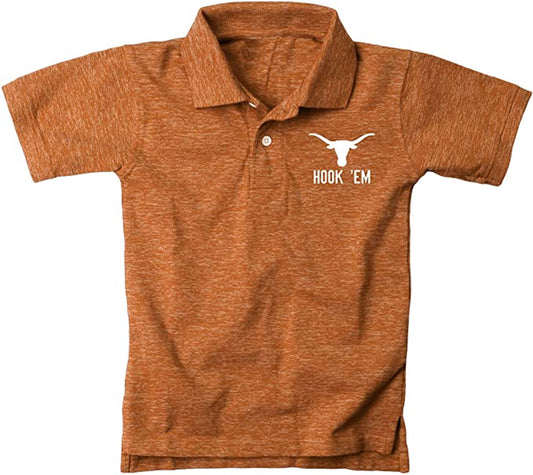 Texas Longhorns Wes and Willy Youth Boys Cloudy Yarn College Short Sleeve Polo