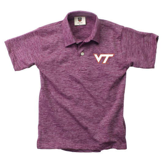 Virginia Tech Hokies Wes and Willy Youth Boys Cloudy Yarn College Short Sleeve Polo