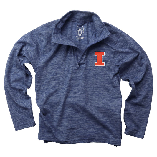 Illinois Fighting Illini Wes and Willy Youth Boys Cloudy Yarn Long Sleeve College Quarter Zip