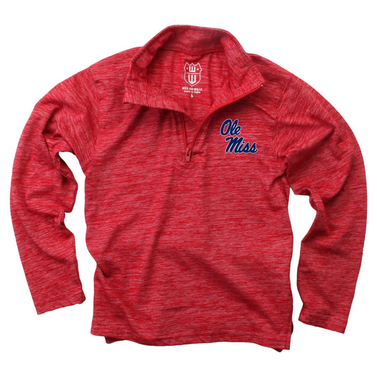 Ole Miss Rebels Wes and Willy Youth Boys Cloudy Yarn Long Sleeve College Quarter Zip