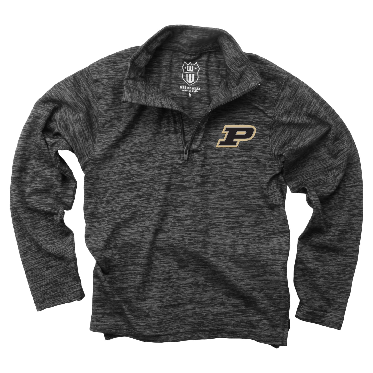 Purdue Boilermakers Wes and Willy Youth Boys Cloudy Yarn Long Sleeve College Quarter Zip