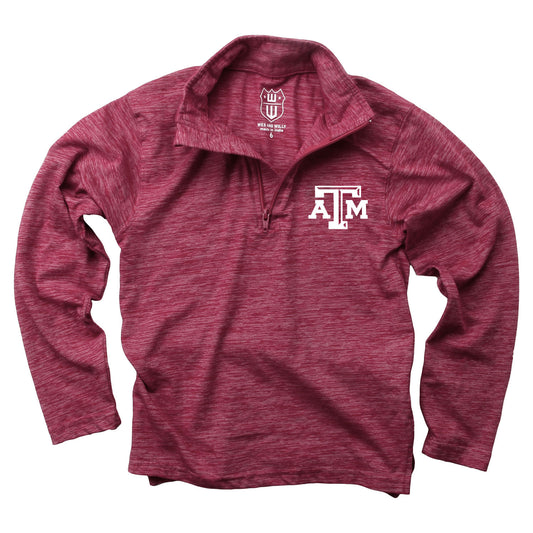 Texas A&M Aggies Wes and Willy Youth Boys Cloudy Yarn Long Sleeve College Quarter Zip
