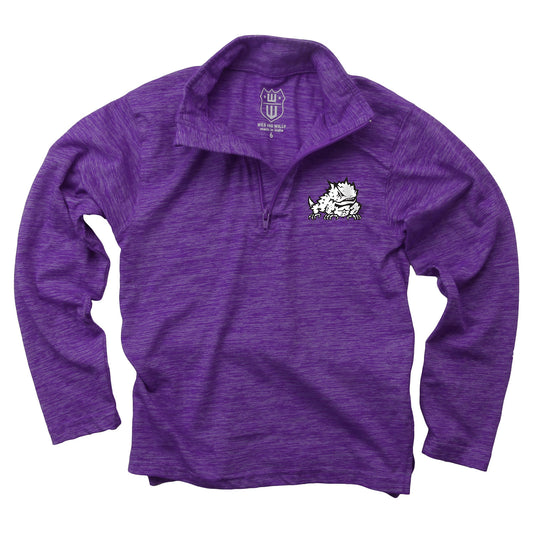 TCU Horned Frogs Wes and Willy Youth Boys Cloudy Yarn Long Sleeve College Quarter Zip