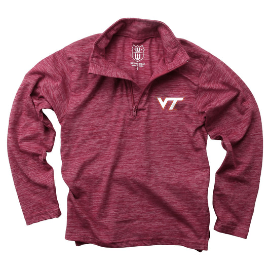 Virginia Tech Hokies Wes and Willy Youth Boys Cloudy Yarn Long Sleeve College Quarter Zip