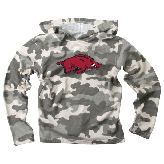 Arkansas Razorbacks Wes and Willy Toddler Kids and Youth Long Sleeve Camo Hooded T-Shirt