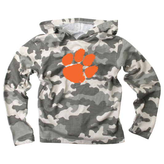 Clemson Tigers Wes and Willy Toddler Kids and Youth Long Sleeve Camo Hooded T-Shirt