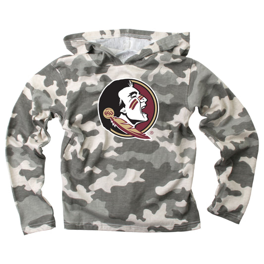Florida State Seminoles Wes and Willy Youth Boys Long Sleeve Camo Hooded T-Shirt