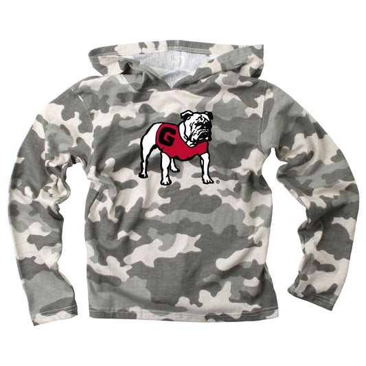 Georgia Bulldogs Wes and Willy Youth Boys Long Sleeve Camo Hooded T-Shirt