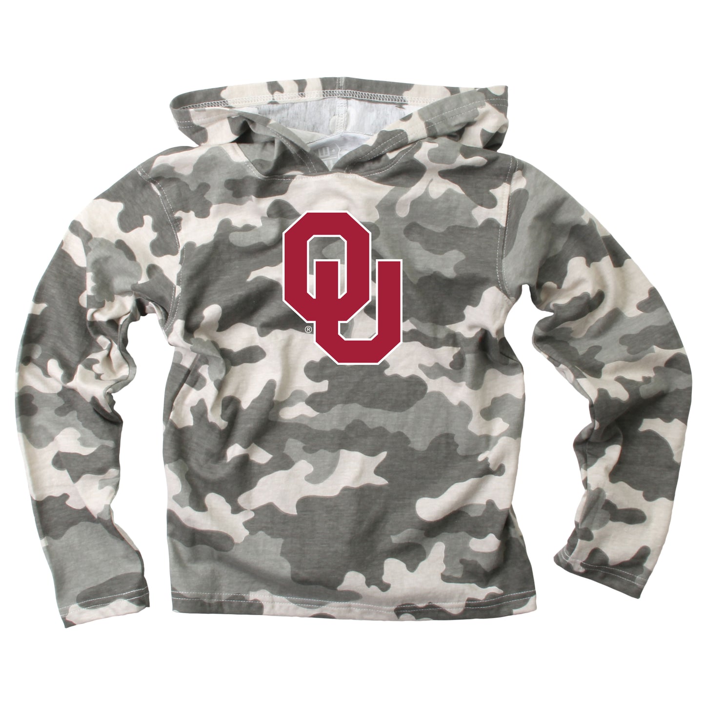 Oklahoma Sooners Wes and Willy Toddler Kids and Youth Long Sleeve Camo Hooded T-Shirt