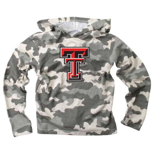 Texas Tech Red Raiders Wes and Willy Youth Boys Long Sleeve Camo Hooded T-Shirt