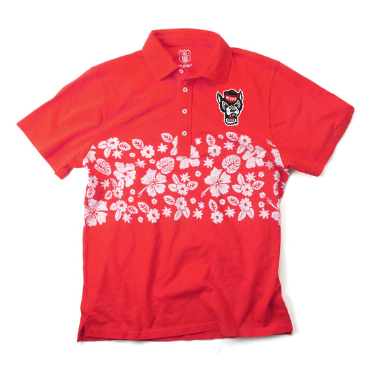 North Carolina State Wolfpack Wes and Willy Mens College Floral Polo