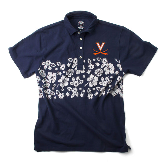 Virginia Cavaliers Wes and Willy Mens College Floral Polo
