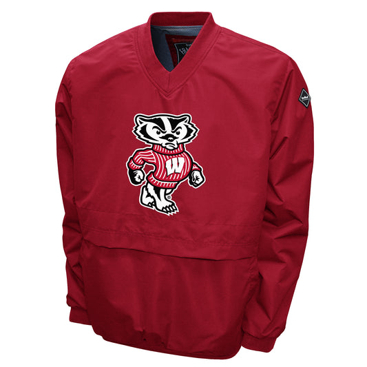 Wisconsin Badgers Franchise Club Men's Big Logo Windshell V-Neck Pullover Jacket