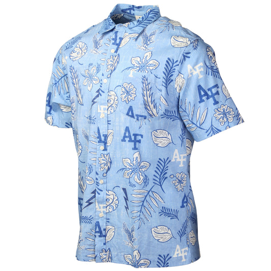 Air Force Falcons Wes and Willy Mens College Hawaiian Short Sleeve Button Down Shirt Vintage Floral