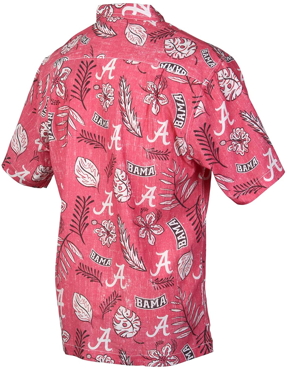 Alabama Crimson Tide Wes and Willy Mens College Hawaiian Short Sleeve Button Down Shirt Vintage Floral