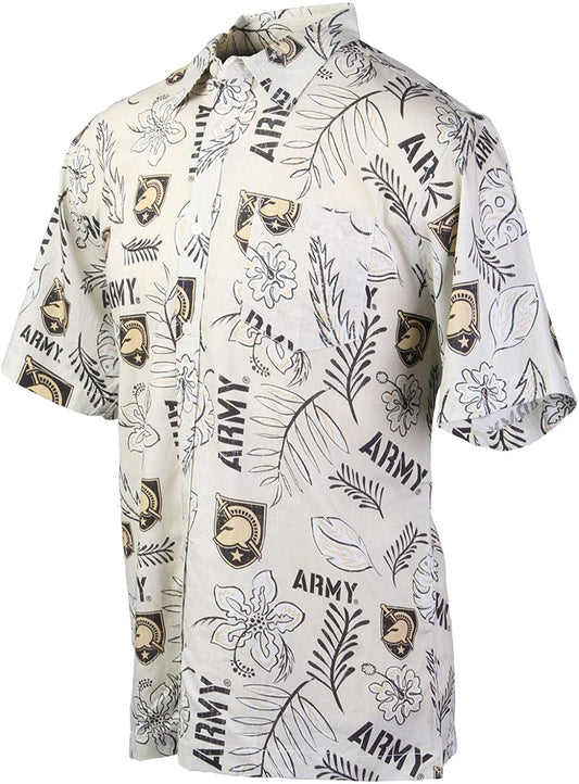 Army Black Knights Wes and Willy Mens College Hawaiian Short Sleeve Button Down Shirt Vintage Floral