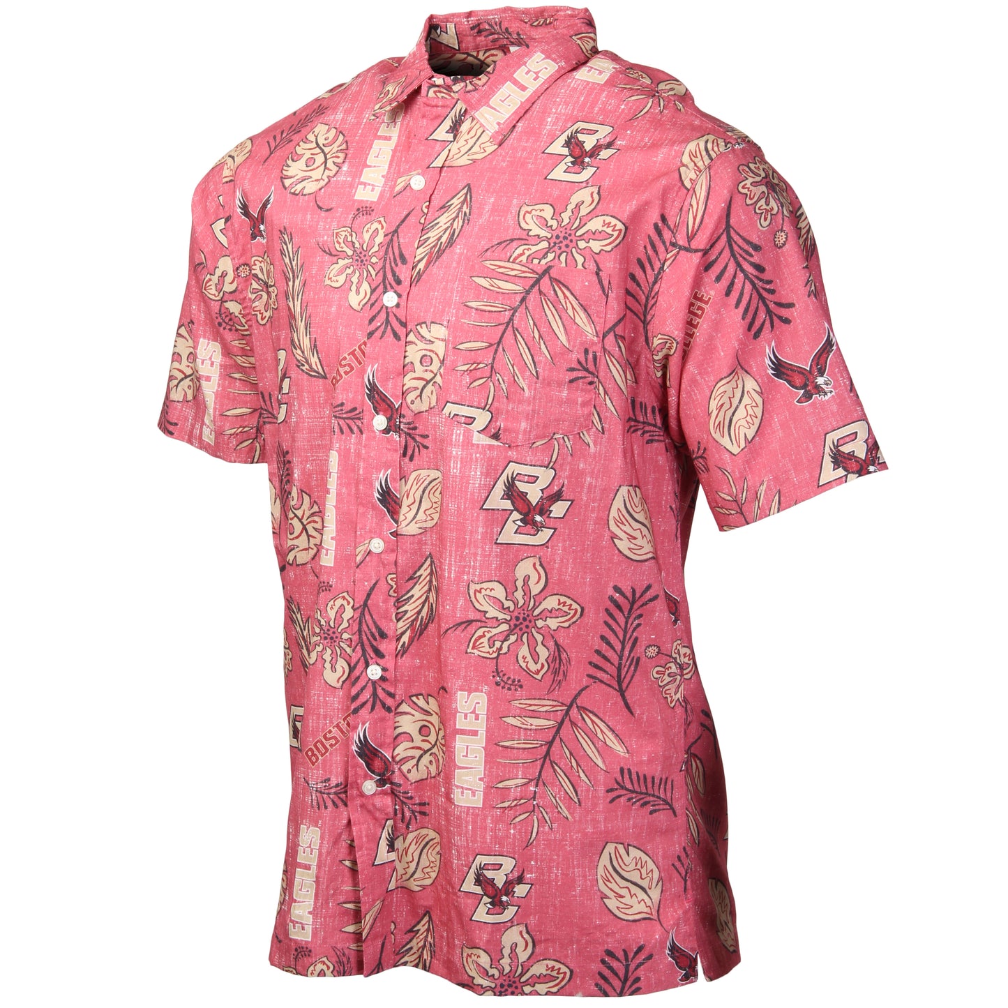 Boston College Eagles Wes and Willy Mens College Hawaiian Short Sleeve Button Down Shirt Vintage Floral