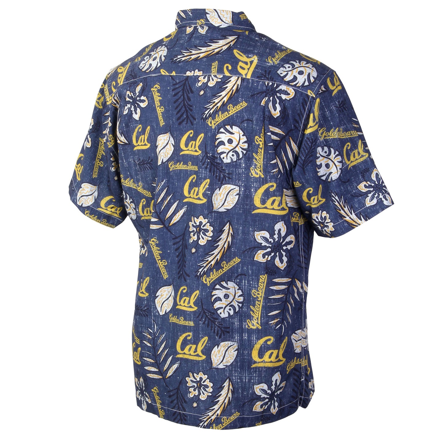 Cal Berkeley Bears Wes and Willy Mens College Hawaiian Short Sleeve Button Down Shirt Vintage Floral