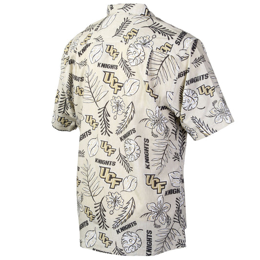 Central Florida Knights Wes and Willy Mens College Hawaiian Short Sleeve Button Down Shirt Vintage Floral