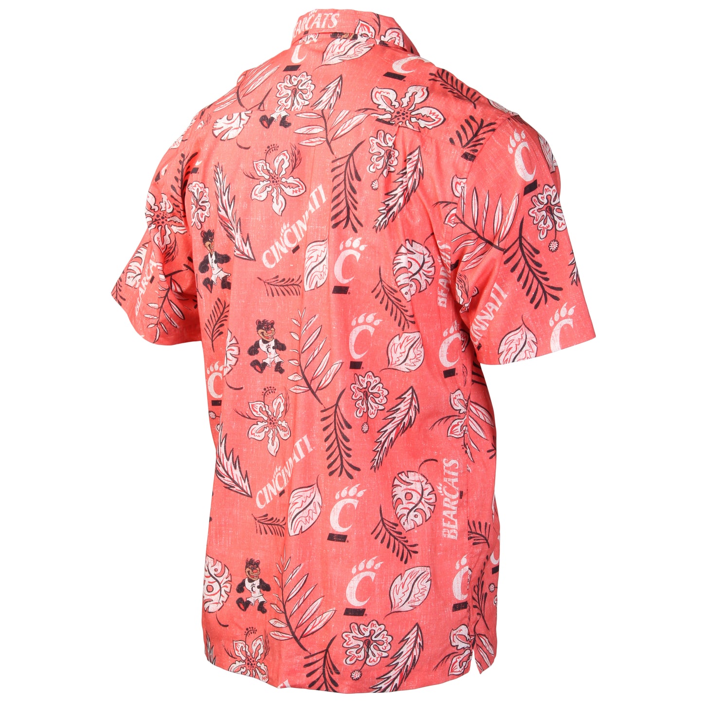 Cincinnati Bearcats Wes and Willy Mens College Hawaiian Short Sleeve Button Down Shirt Vintage Floral