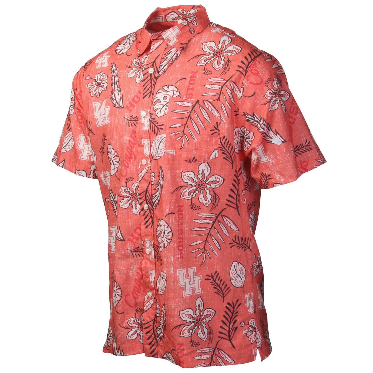 Houston Cougars Wes and Willy Mens College Hawaiian Short Sleeve Button Down Shirt Vintage Floral