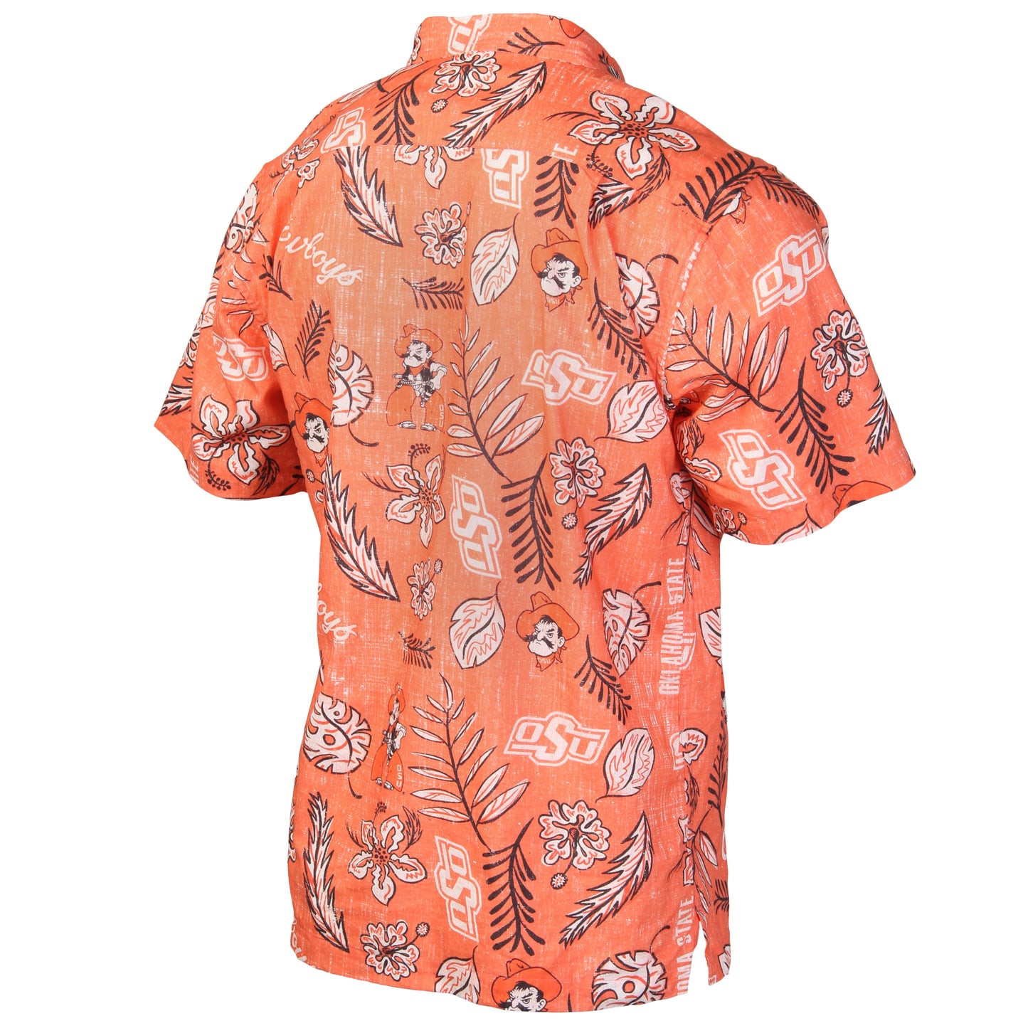 Oklahoma State Cowboys Wes and Willy Mens College Hawaiian Short Sleeve Button Down Shirt Vintage Floral