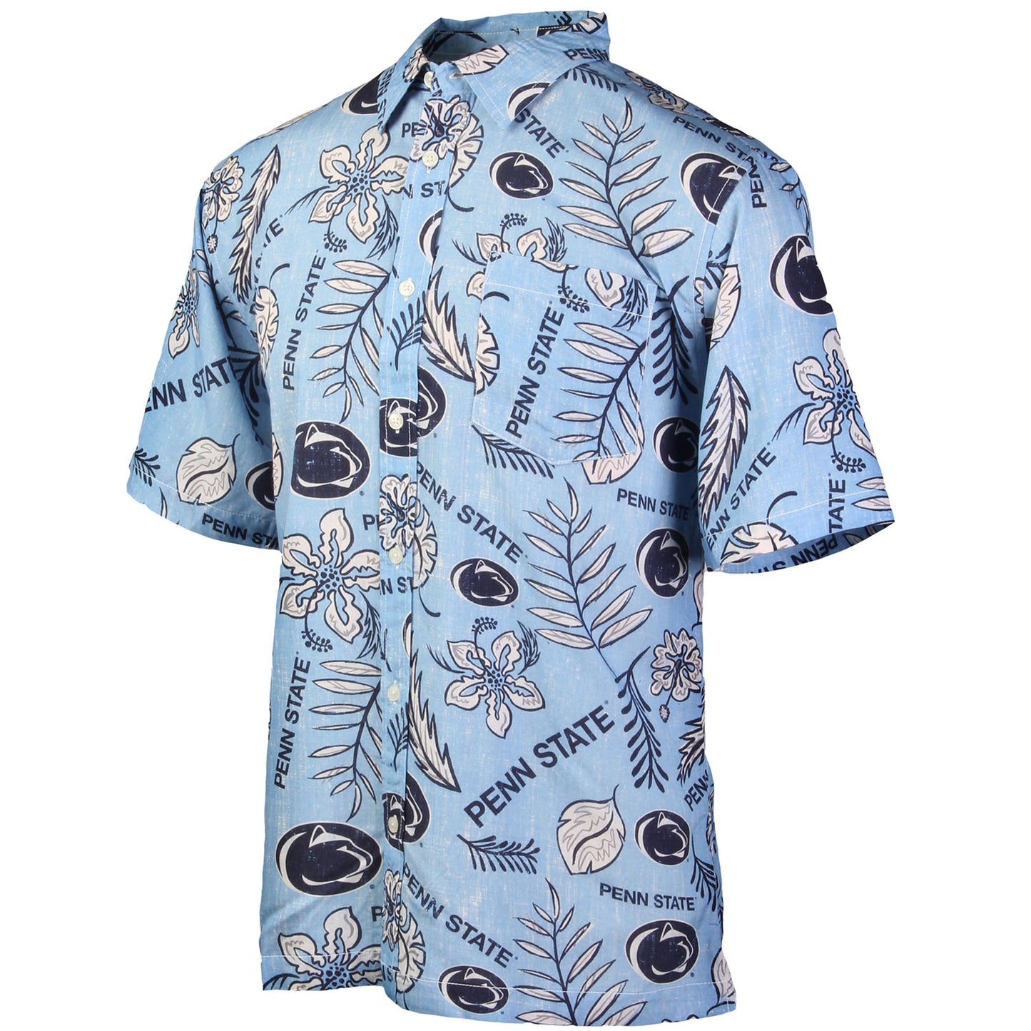 Penn State Nittany Lions Wes and Willy Mens College Hawaiian Short Sleeve Button Down Shirt Vintage Floral