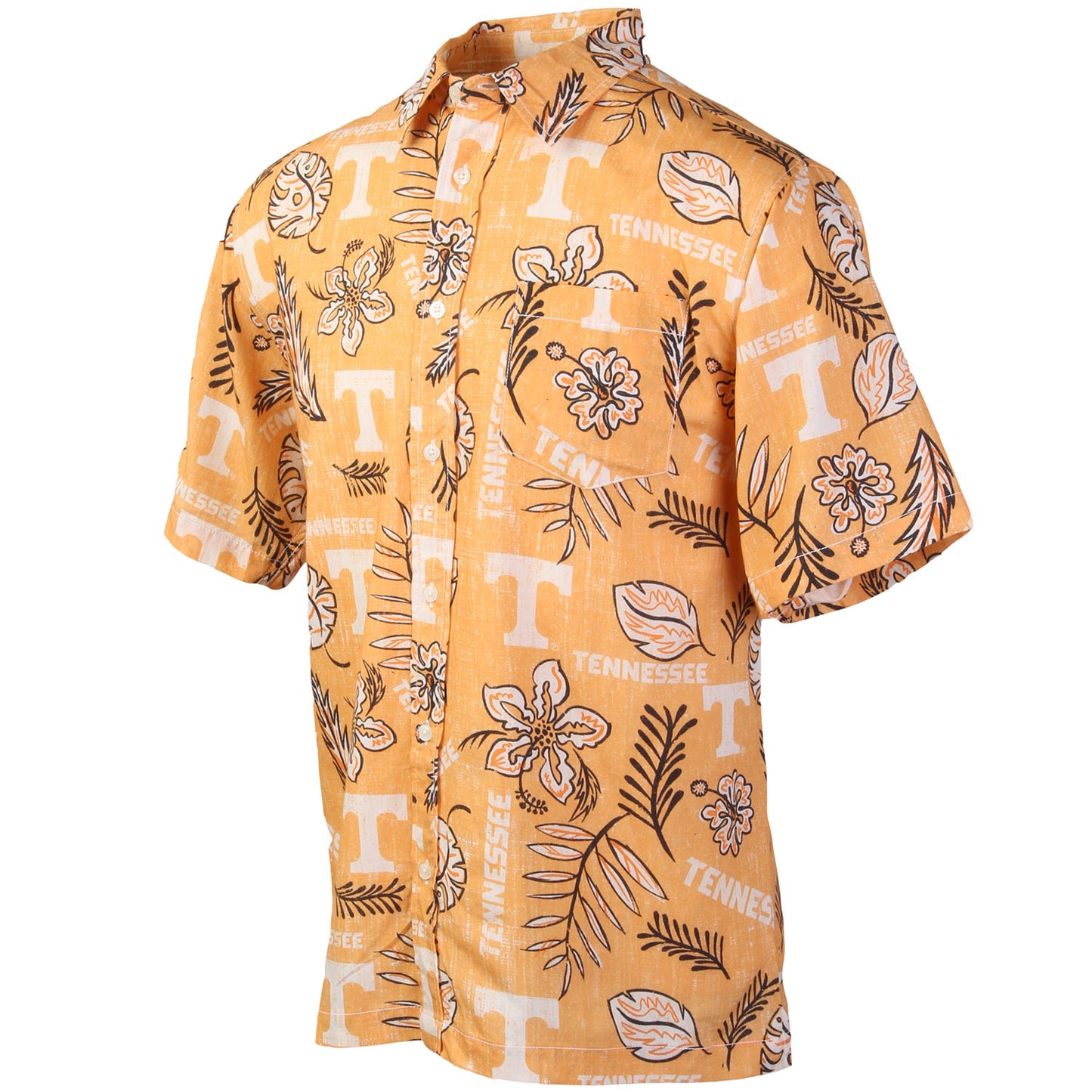 Tennessee Volunteers Wes and Willy Mens College Hawaiian Short Sleeve Button Down Shirt Vintage Floral