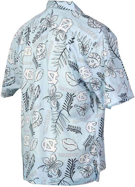 North Carolina Tar Heels Wes and Willy Mens College Hawaiian Short Sleeve Button Down Shirt Vintage Floral