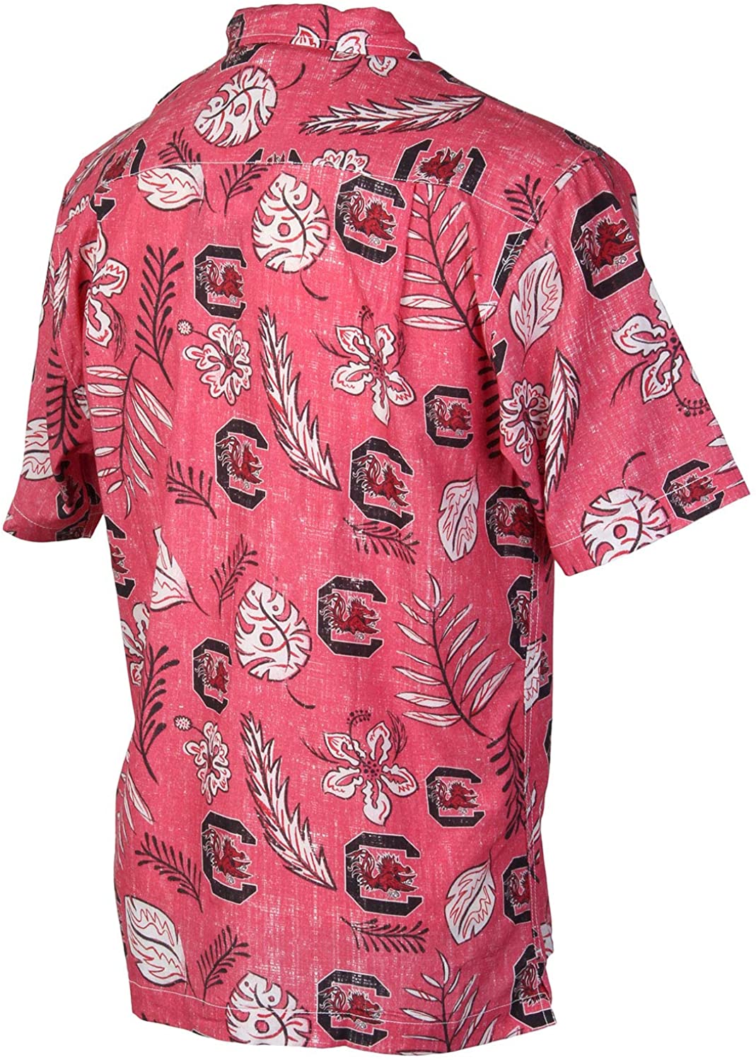 South Carolina Gamecocks Wes and Willy Mens College Hawaiian Short Sleeve Button Down Shirt Vintage Floral