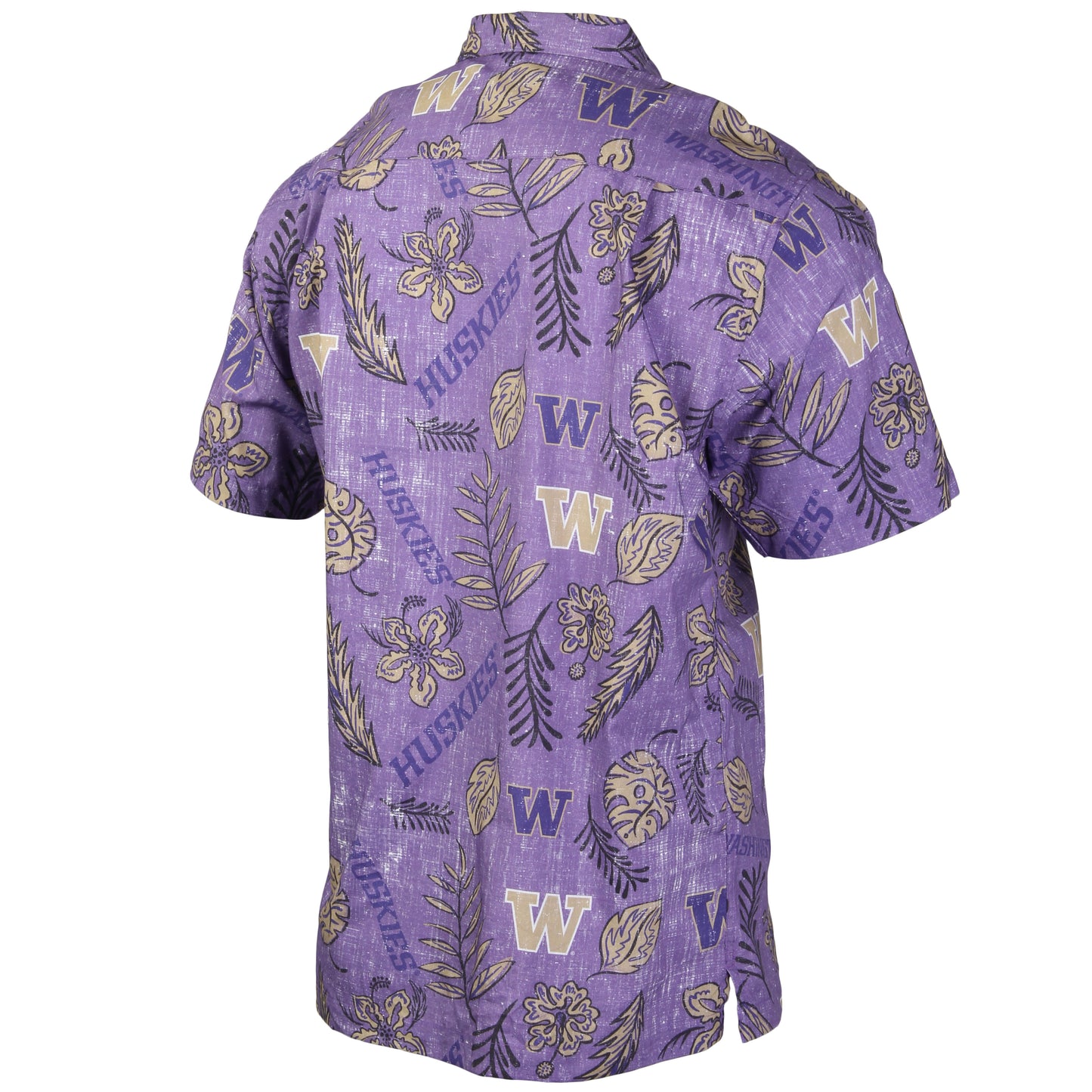 Washington Huskies Wes and Willy Mens College Hawaiian Short Sleeve Button Down Shirt Vintage Floral