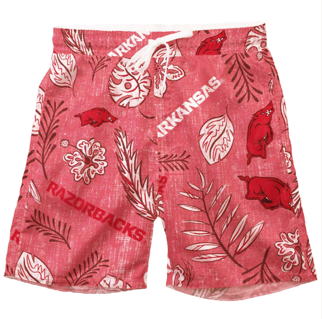 Arkansas Razorbacks Wes and Willy Mens College Vintage Floral Swim Trunks