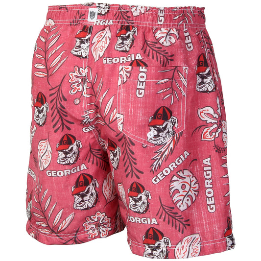 Georgia Bulldogs Wes and Willy Mens College Vintage Floral Swim Trunks