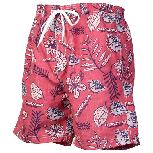Gonzaga Bulldogs Wes and Willy Mens College Vintage Floral Swim Trunks