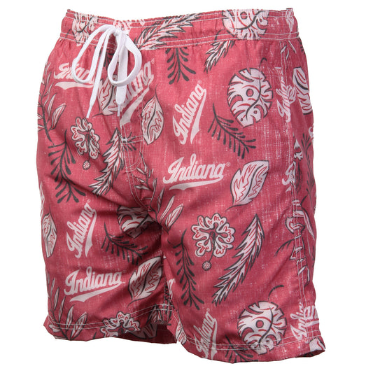 Indiana Hoosiers Wes and Willy Mens College Vintage Floral Swim Trunks