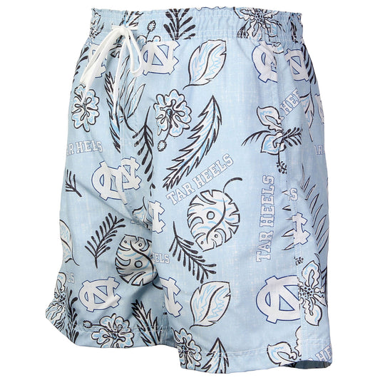North Carolina Tar Heels Wes and Willy Mens College Vintage Floral Swim Trunks