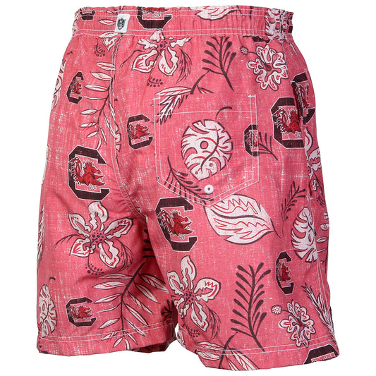 South Carolina Gamecocks Wes and Willy Mens College Vintage Floral Swim Trunks