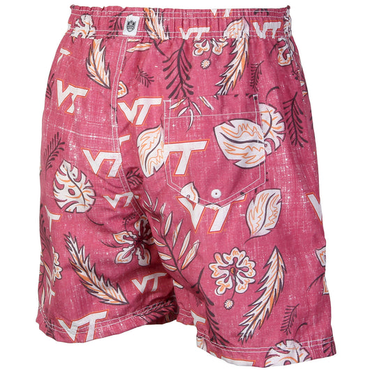 Virginia Tech Hokies Wes and Willy Mens College Vintage Floral Swim Trunks