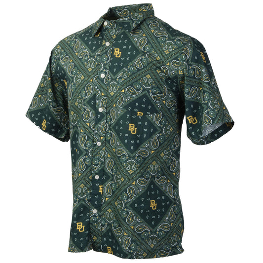 Baylor Bears Wes and Willy Mens College Paisley Button Up Shirt