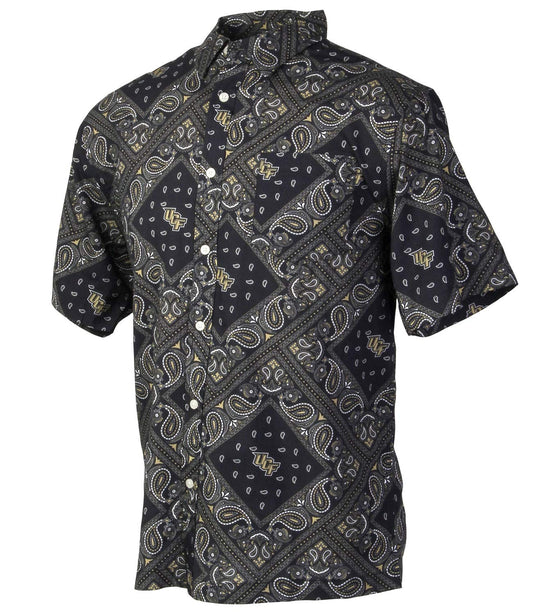 Central Florida Knights Wes and Willy Mens College Paisley Button Up Shirt