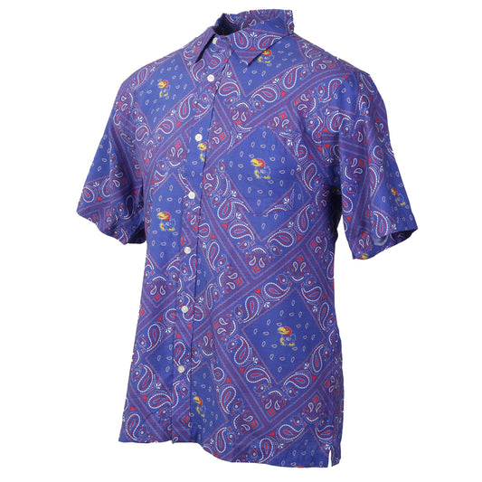 Kansas Jayhawks Wes and Willy Mens College Paisley Button Up Shirt